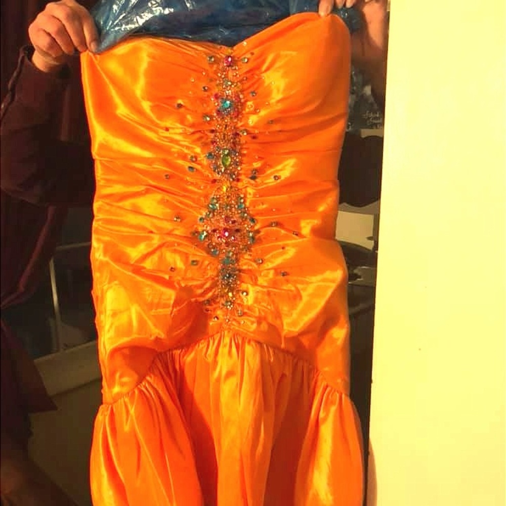 Size 15 Babette's Orange Knee-Length Prom Dress